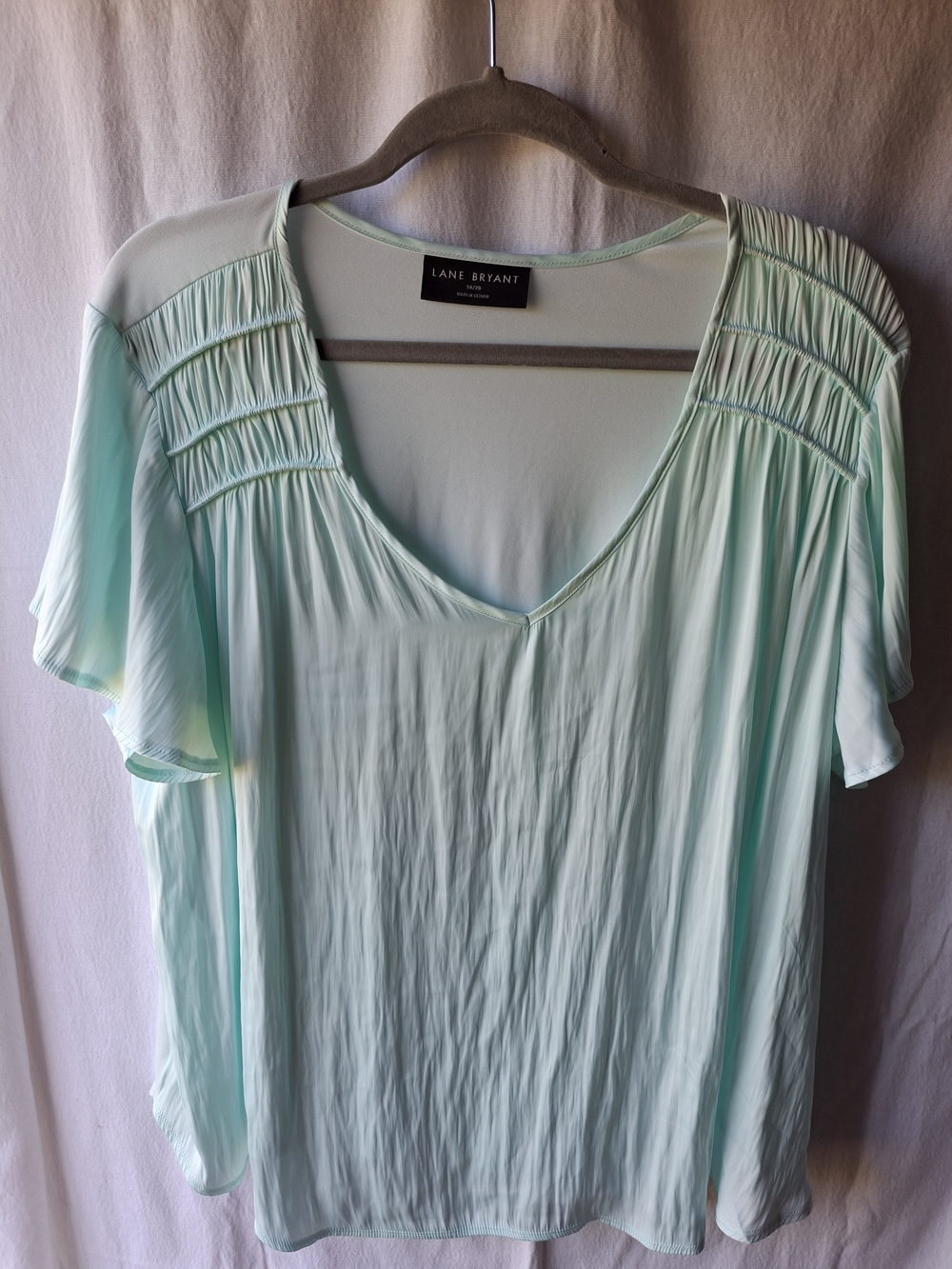 Lane Bryant Mint Green Short Sleeve V-Neck Top